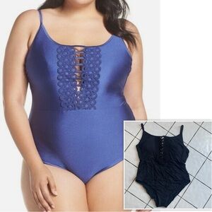 Like NEW Весса Black Plus Size Siren Ladder Strap One Piece Swimsuit